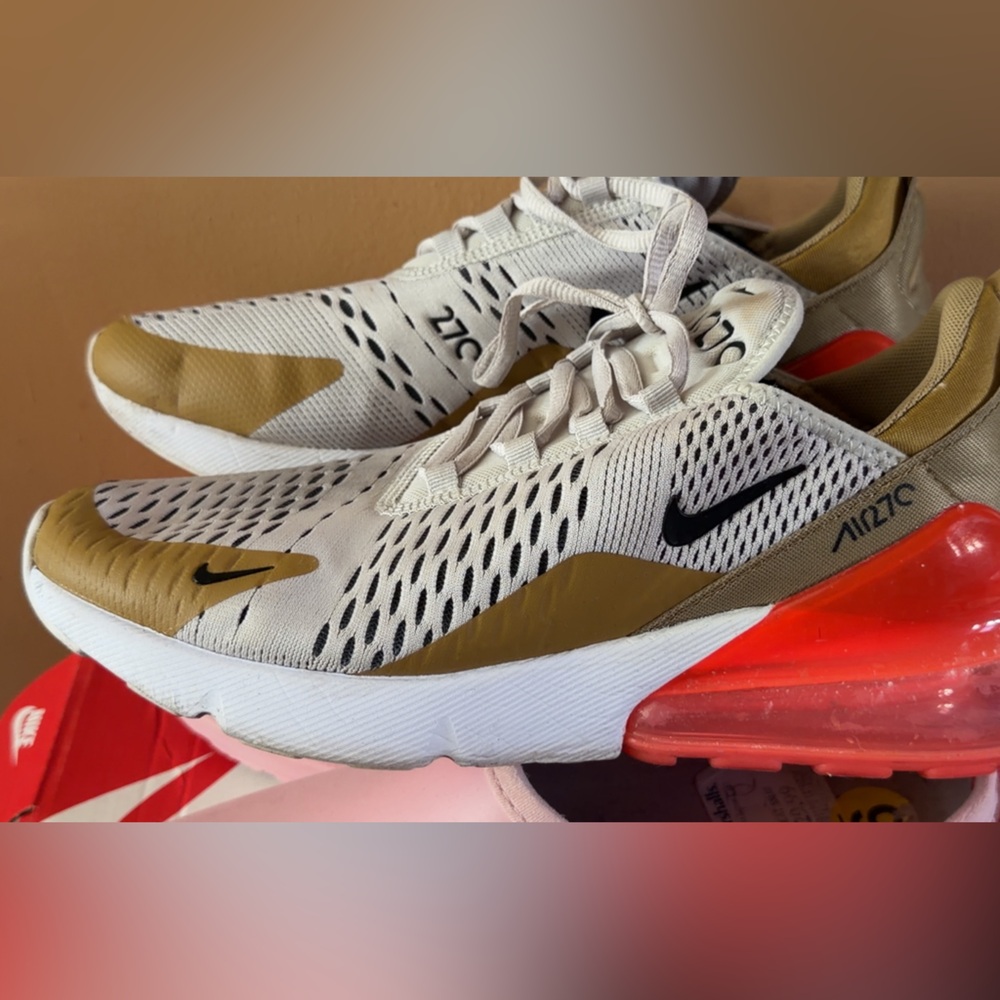 Nike Air Max 270 - White, Gold & orange 🍊 unisex w9/m7
